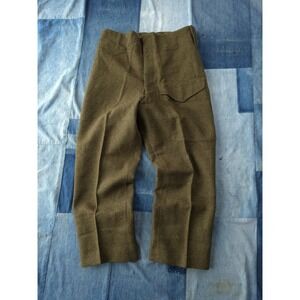 Vintage 1950s Canadian Army Wool  Uniform Trousers Pants Green OD 34 x 26